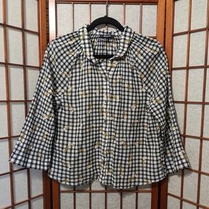 Madewell Gingham Embroidered Blouse